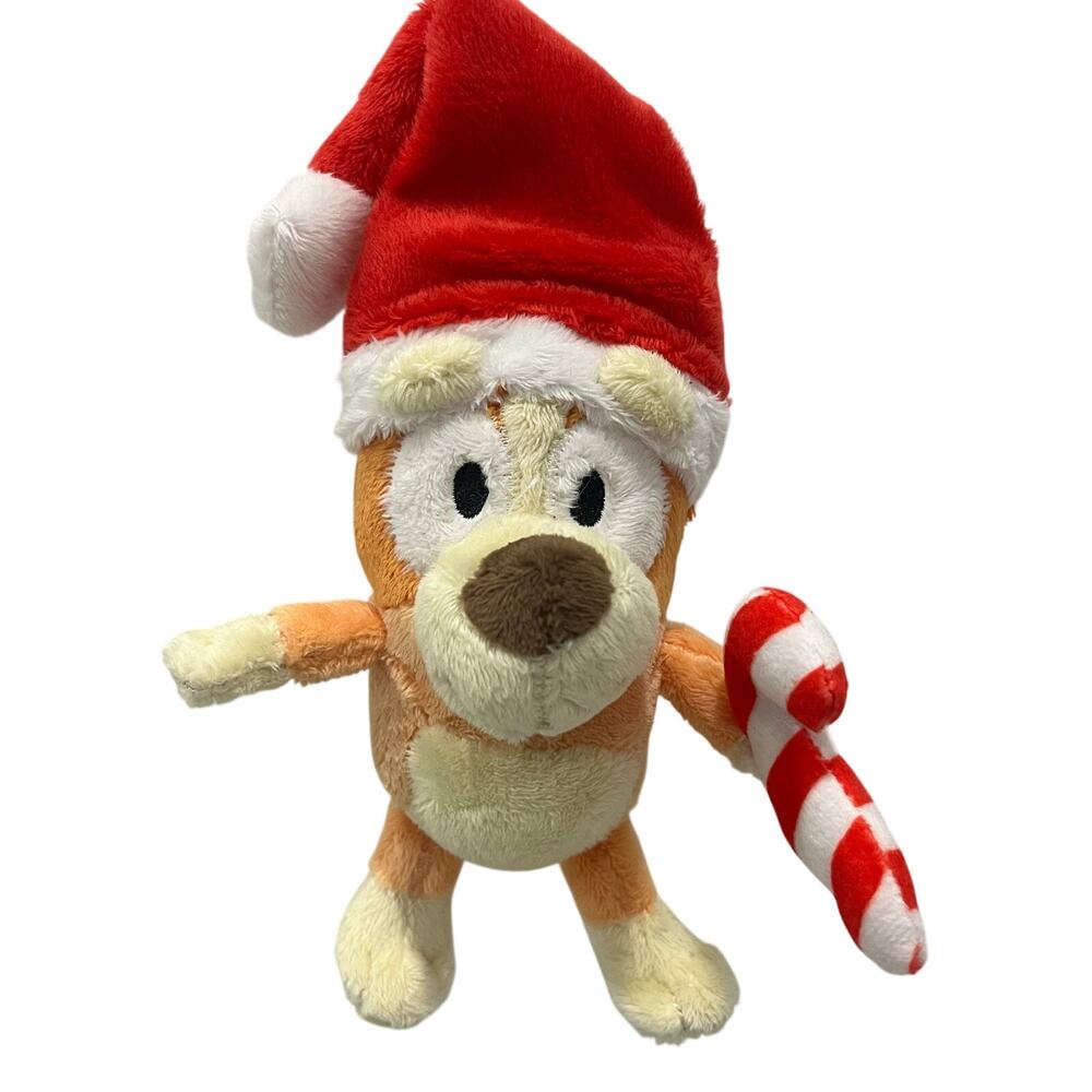 Bluey Christmas Bingo Plush 7" Santa Hat Candy Cane Holiday Stuffed Toy Moose